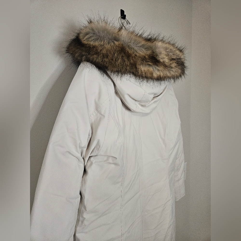 NEW! Eddie Bauer Cream Down Parka Coat Size L - Picture 10 of 15